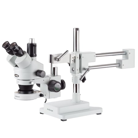 AMSCOPE 3.5X-45X Trinocular Boom-Arm Stereo Microscope, 80-LED Ring Light, 5MP USB 3 C-mount Camera SM-4TX-80S-5M3